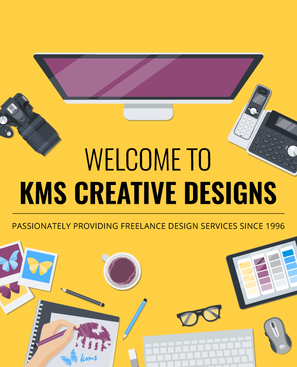 digital illustrations of KMS Creative Designs desk mobile